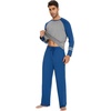 image:imageWiWi Mens Viscose from Bamboo Pajama Sets Long Sleeve Top and Pants Sleepwear Comfy Lightweight Loungewear Set SXXLAprussian Blue