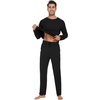 image:imageWiWi Mens Viscose from Bamboo Pajama Sets Long Sleeve Top and Pants Sleepwear Comfy Lightweight Loungewear Set SXXLBblack