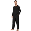 image:imageWiWi Mens Viscose from Bamboo Pajama Sets Long Sleeve Top and Pants Sleepwear Comfy Lightweight Loungewear Set SXXLBblack