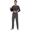 image:imageWiWi Mens Viscose from Bamboo Pajama Sets Long Sleeve Top and Pants Sleepwear Comfy Lightweight Loungewear Set SXXLBcharcoal