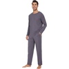 image:imageWiWi Mens Viscose from Bamboo Pajama Sets Long Sleeve Top and Pants Sleepwear Comfy Lightweight Loungewear Set SXXLBdark Grey