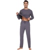 image:imageWiWi Mens Viscose from Bamboo Pajama Sets Long Sleeve Top and Pants Sleepwear Comfy Lightweight Loungewear Set SXXLBdark Grey