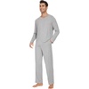 image:imageWiWi Mens Viscose from Bamboo Pajama Sets Long Sleeve Top and Pants Sleepwear Comfy Lightweight Loungewear Set SXXLBlight Heather Grey