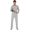 image:imageWiWi Mens Viscose from Bamboo Pajama Sets Long Sleeve Top and Pants Sleepwear Comfy Lightweight Loungewear Set SXXLBlight Heather Grey
