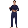 image:imageWiWi Mens Viscose from Bamboo Pajama Sets Long Sleeve Top and Pants Sleepwear Comfy Lightweight Loungewear Set SXXLBnavy