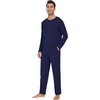 image:imageWiWi Mens Viscose from Bamboo Pajama Sets Long Sleeve Top and Pants Sleepwear Comfy Lightweight Loungewear Set SXXLBnavy