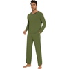image:imageWiWi Mens Viscose from Bamboo Pajama Sets Long Sleeve Top and Pants Sleepwear Comfy Lightweight Loungewear Set SXXLCarmy Green