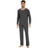 image:imageWiWi Mens Viscose from Bamboo Pajama Sets Long Sleeve Top and Pants Sleepwear Comfy Lightweight Loungewear Set SXXLCcharcoal Heather