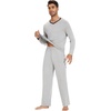 image:imageWiWi Mens Viscose from Bamboo Pajama Sets Long Sleeve Top and Pants Sleepwear Comfy Lightweight Loungewear Set SXXLClight Heather Grey