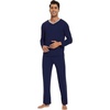image:imageWiWi Mens Viscose from Bamboo Pajama Sets Long Sleeve Top and Pants Sleepwear Comfy Lightweight Loungewear Set SXXLCnavy