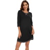 image:imageWiWi Nightgowns for Women 34 Sleeve Sleep Shirts Super Soft Pajamas Gowns Viscose from Bamboo Cooling Nightwear SXXLAblack