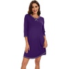 image:imageWiWi Nightgowns for Women 34 Sleeve Sleep Shirts Super Soft Pajamas Gowns Viscose from Bamboo Cooling Nightwear SXXLAdark Purple