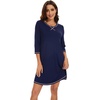 image:imageWiWi Nightgowns for Women 34 Sleeve Sleep Shirts Super Soft Pajamas Gowns Viscose from Bamboo Cooling Nightwear SXXLAnavy