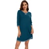 image:imageWiWi Nightgowns for Women 34 Sleeve Sleep Shirts Super Soft Pajamas Gowns Viscose from Bamboo Cooling Nightwear SXXLApeacock Blue