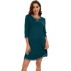 image:imageWiWi Nightgowns for Women 34 Sleeve Sleep Shirts Super Soft Pajamas Gowns Viscose from Bamboo Cooling Nightwear SXXLApeacock Green