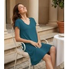 image:imageWiWi Nightgowns for Women Bamboo Viscose Super Soft Short Sleeve Sleep Dress Cooling Ladies Plus Size Lounge Sleepwear S4XDark Teal