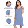image:imageWiWi Nightgowns for Women Bamboo Viscose Super Soft Short Sleeve Sleep Dress Cooling Ladies Plus Size Lounge Sleepwear S4XFog Blue