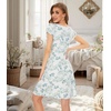image:imageWiWi Nightgowns for Women Bamboo Viscose Super Soft Short Sleeve Sleep Dress Cooling Ladies Plus Size Lounge Sleepwear S4XGreen Leaf