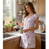 image:imageWiWi Nightgowns for Women Bamboo Viscose Super Soft Short Sleeve Sleep Dress Cooling Ladies Plus Size Lounge Sleepwear S4XGreyPeony