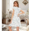 image:imageWiWi Nightgowns for Women Bamboo Viscose Super Soft Short Sleeve Sleep Dress Cooling Ladies Plus Size Lounge Sleepwear S4XLeaf