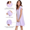 image:imageWiWi Nightgowns for Women Bamboo Viscose Super Soft Short Sleeve Sleep Dress Cooling Ladies Plus Size Lounge Sleepwear S4XTaro Purple
