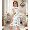 image:imageWiWi Nightgowns for Women Bamboo Viscose Super Soft Short Sleeve Sleep Dress Cooling Ladies Plus Size Lounge Sleepwear S4XWhiteGreen Dots