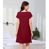 image:imageWiWi Nightgowns for Women Bamboo Viscose Super Soft Short Sleeve Sleep Dress Cooling Ladies Plus Size Lounge Sleepwear S4XWine Red