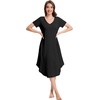 image:imageWiWi Nightgowns for Women Viscose from Bamboo Nightshirts Short Sleeve Nightshirt Sleep Gowns Loungewear Nightdress SXXLBlack