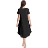 image:imageWiWi Nightgowns for Women Viscose from Bamboo Nightshirts Short Sleeve Nightshirt Sleep Gowns Loungewear Nightdress SXXLBlack