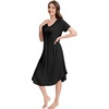 image:imageWiWi Nightgowns for Women Viscose from Bamboo Nightshirts Short Sleeve Nightshirt Sleep Gowns Loungewear Nightdress SXXLBlack