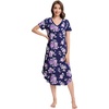 image:imageWiWi Nightgowns for Women Viscose from Bamboo Nightshirts Short Sleeve Nightshirt Sleep Gowns Loungewear Nightdress SXXLDark NavyPurple Floral