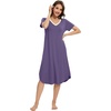 image:imageWiWi Nightgowns for Women Viscose from Bamboo Nightshirts Short Sleeve Nightshirt Sleep Gowns Loungewear Nightdress SXXLLavender
