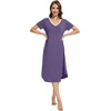 image:imageWiWi Nightgowns for Women Viscose from Bamboo Nightshirts Short Sleeve Nightshirt Sleep Gowns Loungewear Nightdress SXXLLavender