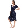 image:imageWiWi Nightgowns for Women Viscose from Bamboo Nightshirts Short Sleeve Nightshirt Sleep Gowns Loungewear Nightdress SXXLNavy Stars