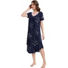 image:imageWiWi Nightgowns for Women Viscose from Bamboo Nightshirts Short Sleeve Nightshirt Sleep Gowns Loungewear Nightdress SXXLNavy Stars