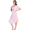 image:imageWiWi Nightgowns for Women Viscose from Bamboo Nightshirts Short Sleeve Nightshirt Sleep Gowns Loungewear Nightdress SXXLPink