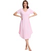 image:imageWiWi Nightgowns for Women Viscose from Bamboo Nightshirts Short Sleeve Nightshirt Sleep Gowns Loungewear Nightdress SXXLPink