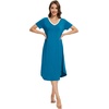 image:imageWiWi Nightgowns for Women Viscose from Bamboo Nightshirts Short Sleeve Nightshirt Sleep Gowns Loungewear Nightdress SXXLTeal Blue