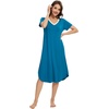image:imageWiWi Nightgowns for Women Viscose from Bamboo Nightshirts Short Sleeve Nightshirt Sleep Gowns Loungewear Nightdress SXXLTeal Blue