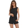 image:imageWiWi Pajama Set for Women Bamboo Viscose Sleeveless Tops with Shorts Pjs Sets Soft Summer Sleepwear Pj SXXLBlack