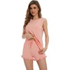 image:imageWiWi Pajama Set for Women Bamboo Viscose Sleeveless Tops with Shorts Pjs Sets Soft Summer Sleepwear Pj SXXLBlush Pink