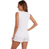 image:imageWiWi Pajama Set for Women Bamboo Viscose Sleeveless Tops with Shorts Pjs Sets Soft Summer Sleepwear Pj SXXLPure White