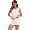 image:imageWiWi Pajama Set for Women Bamboo Viscose Sleeveless Tops with Shorts Pjs Sets Soft Summer Sleepwear Pj SXXLPure White