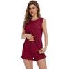 image:imageWiWi Pajama Set for Women Bamboo Viscose Sleeveless Tops with Shorts Pjs Sets Soft Summer Sleepwear Pj SXXLWine