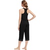 image:imageWiWi Pajama Set for Women Tank Top 2 Piece PJ Comfy Viscose from Bamboo Sleepwear Sleeveless Loungewear SXXLAblack