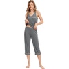 image:imageWiWi Pajama Set for Women Tank Top 2 Piece PJ Comfy Viscose from Bamboo Sleepwear Sleeveless Loungewear SXXLAdark Heather Grey