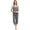 image:imageWiWi Pajama Set for Women Tank Top 2 Piece PJ Comfy Viscose from Bamboo Sleepwear Sleeveless Loungewear SXXLAdark Heather Grey