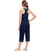 image:imageWiWi Pajama Set for Women Tank Top 2 Piece PJ Comfy Viscose from Bamboo Sleepwear Sleeveless Loungewear SXXLAnavy