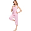 image:imageWiWi Pajama Set for Women Tank Top 2 Piece PJ Comfy Viscose from Bamboo Sleepwear Sleeveless Loungewear SXXLApink