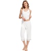 image:imageWiWi Pajama Set for Women Tank Top 2 Piece PJ Comfy Viscose from Bamboo Sleepwear Sleeveless Loungewear SXXLAraw White